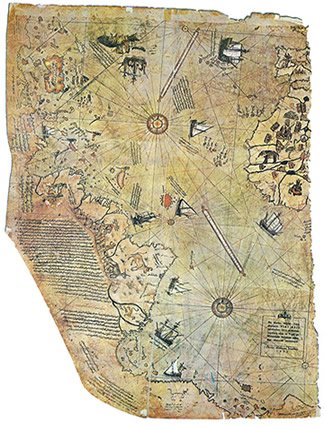 Surviving Fragments of The First World Map of Piri-Flight (1513)